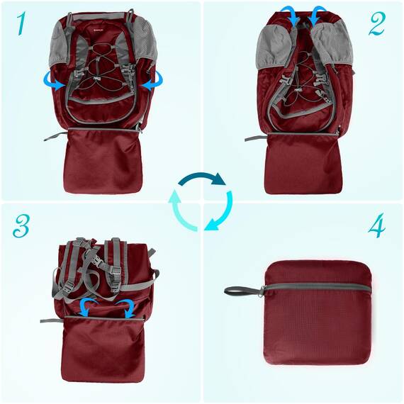 RAINSMORE Wanderrucksack Herren Damen 40L Wasserdichter Rucksack Leicht Groß Reiserucksack Trekkingrucksack mit Reflexstreifen Für Klettern Radfahren Bergsteigen Reisen Rot