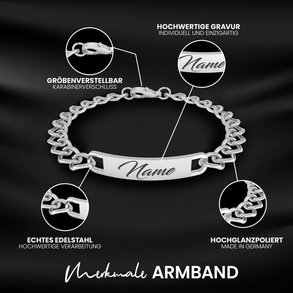 Armband mit Gravur |2 STÜCK | DAMEN&HERREN | Partnerarmbänder mit Gravur | Hochwertiges Pärchenarmband in Silber | Persönliche Namensgravur | Freundschaftsarmband