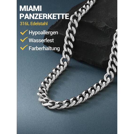 PROSTEEL Herren Hip-Hop Kette 12mm breit Panzerkette Halskette 55cm/22 in. Edelstahl kubanische Gliederkette Link Chain Necklace trendig Schmuck Accessoire für Männer Frauen