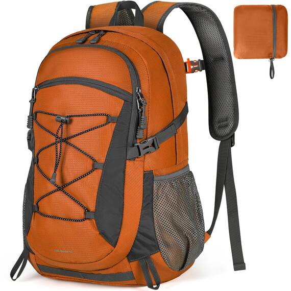 RAINSMORE Wanderrucksack Herren Damen 40L Wasserdichter Rucksack Leicht Groß Reiserucksack Trekkingrucksack mit Reflexstreifen Für Klettern Radfahren Bergsteigen Reisen Orange