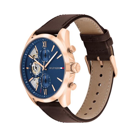 Tommy Hilfiger Multi Zifferblatt Quarz Uhr für Herren mit Silbernes Edelstahl-Mesh-Gliederarmband und Lederarmband