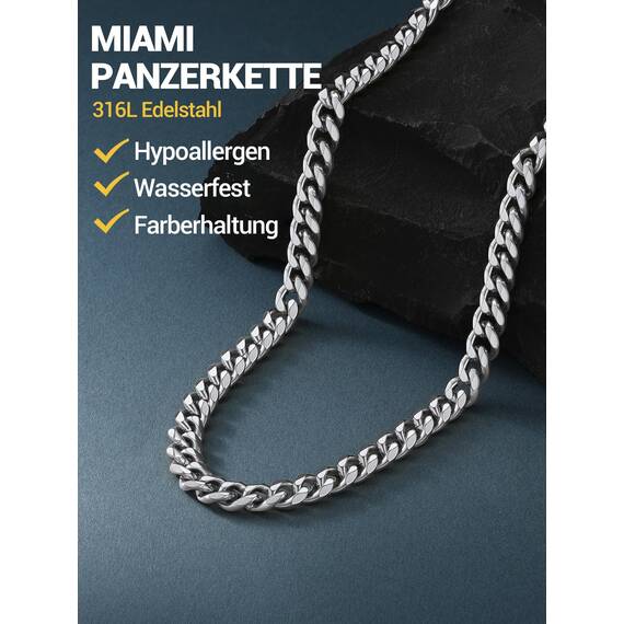 PROSTEEL Herren Collier 51cm Edelstahl Panzerkette Halskette Hip Hop Link Chain Necklace 9mm breit kubanische Gliederkette Männer Jungen Modeschmuck Accessoire für Geburtstag