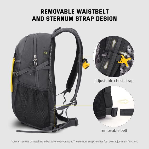 SKYSPER Leicht Wanderrucksack Klein Rucksack mit Rückenbelüftung Trekkingrucksack aus atmungsaktivem 3D Air Mesh Polyester Camping Outdoor Wandern Rucksack