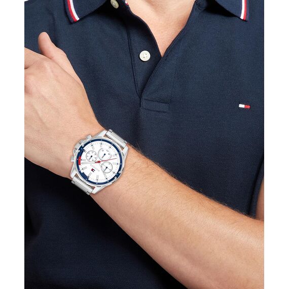 Tommy Hilfiger Multi Zifferblatt Quarz Uhr für Herren mit Silbernes Edelstahlarmband - 1792242