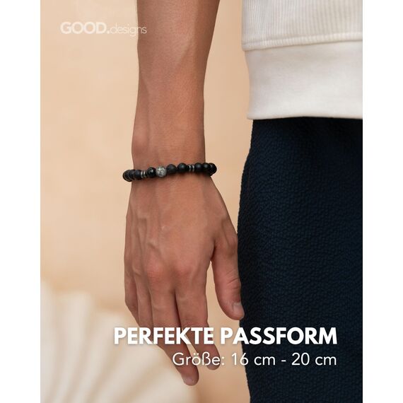 Chakra Perlenarmband aus Onyx Natursteinperlen | Kugelarmband mit grauer Jaspis Perle | Armband Männer (Grau)