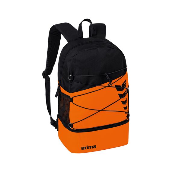 Erima Unisex Six Wings Rucksack mit Bodenfach (7232322), orange/schwarz, 1