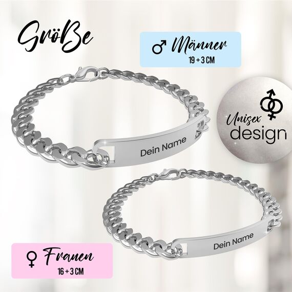 Meinearmbänder Armband mit Gravur – Partnerarmband für Paare – Hochwertiges Silberarmband mit persönlicher Namensgravur – Individuelles Freundschaftsarmband für Sie & Ihn (1 Armband)