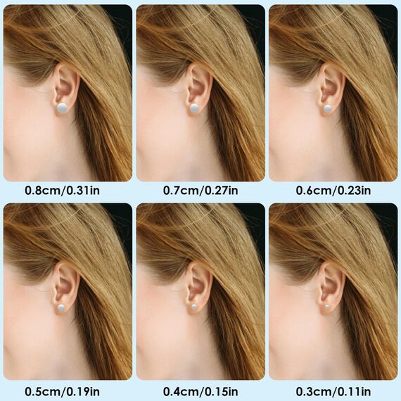 Yolev 6 Paar Dot Ohrstecker Schwarz Unisex Edelstahl Ohrringe Runde Flat Top Ohrringe Schwarz Set Damen Herren M?dchen (3mm-8mm) Halloween Punk Rock Ohrstecker (Silber flach)