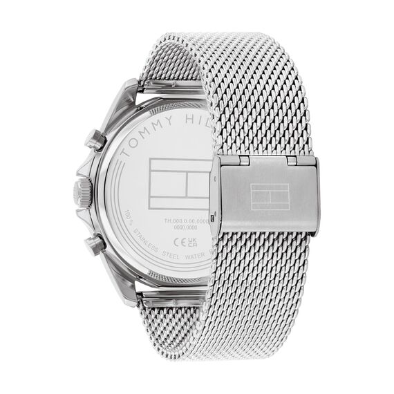 Tommy Hilfiger Multi Zifferblatt Quarz Uhr für Herren mit Silbernes Edelstahl-Mesh-Gliederarmband und Lederarmband