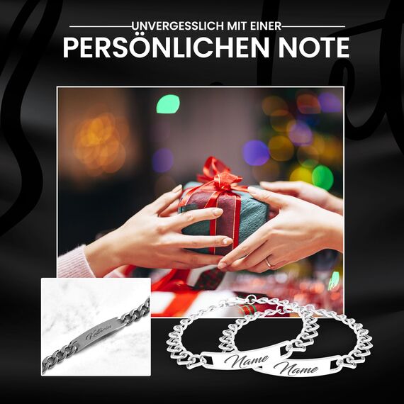 Armband mit Gravur |2 STÜCK | DAMEN&HERREN | Partnerarmbänder mit Gravur | Hochwertiges Pärchenarmband in Silber | Persönliche Namensgravur | Freundschaftsarmband