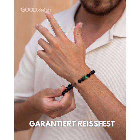 GD GOOD.designs Chakra Perlenarmband aus Onyx Natursteinperlen | Kugelarmband mit grüner Malachit Perle | Armband Männer (Gruen)