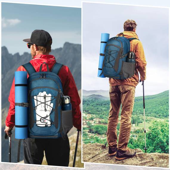 RAINSMORE Wanderrucksack Herren Damen 40L Wasserdichter Rucksack Leicht Groß Reiserucksack Trekkingrucksack mit Reflexstreifen Für Klettern Radfahren Bergsteigen Reisen Blue