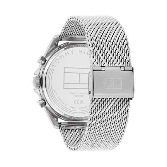 Tommy Hilfiger Multi Zifferblatt Quarz Uhr für Herren mit Silbernes Edelstahl-Mesh-Gliederarmband - 1710647