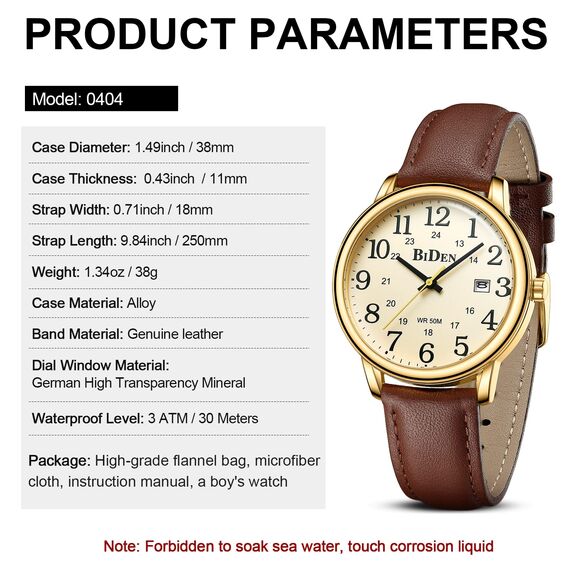 HANPOSH Uhren Herren Herren Uhr Analog Quarz Uhren für Männer Wasserdicht Armbanduhren Mode Business Uhr mit Datum Leder Band