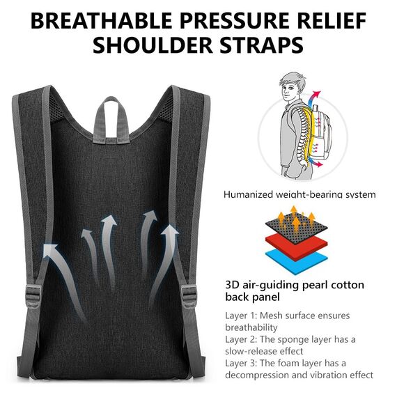 flintronic Faltbarer Rucksack, 16L Kleiner Wanderrucksack, Ultraleicht Wanderrucksack, Wasserfest Reiserucksack, Packbare Backpack, Damen Herren Daypack, für Camping Klettern/Outdoor Wandern