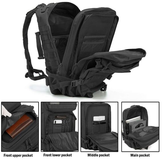 QT&QY 45L Militärischer taktischer Rucksack Bundeswehr Rucksäcke für Männer Molle Armee Angriff Tagesrucksack 3 Tage Bug Out Go Tasche Trekking Wanderrucksack
