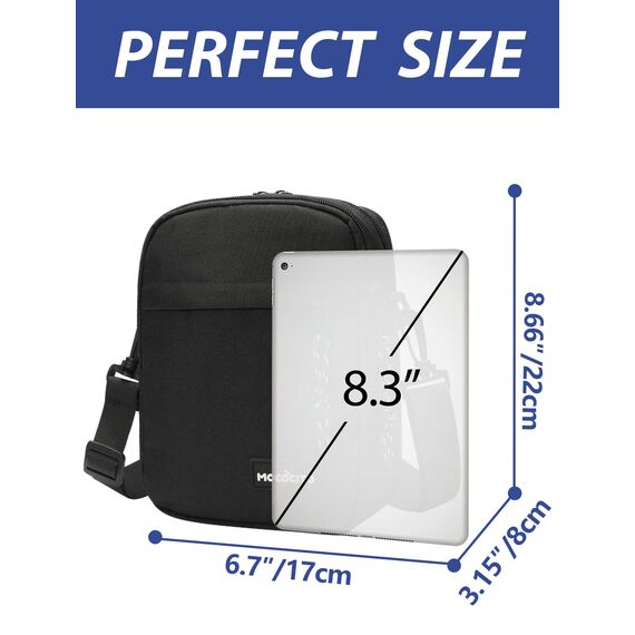 MOCOCITO Umhängetasche, Schultertasche für Herren, Kuriertasche aus Nylon, Messenger Bag für Tägliches Leben Reise(Groß-Schwarz)