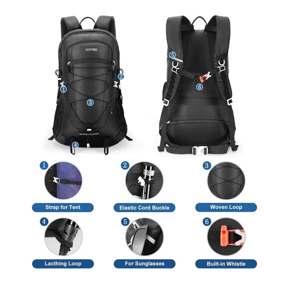 HOMIEE Wanderrucksack Herren Damen 45L Wasserdichter Rucksack Leichter Trekkingrucksack Groß Reiserucksack Sportrucksack mit Reflexstreifen für Campingplätze Radfahren Bergsteigen Reisen