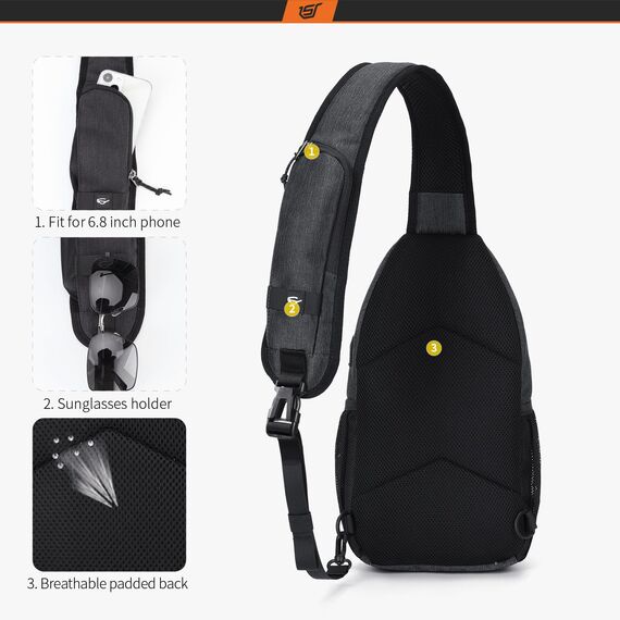 SKYSPER Schultertasche Brusttasche Leichte Sling Bag Klein Wasserfest Crossbody Umhängetasche zum Wandern Outdoor Sports Reise