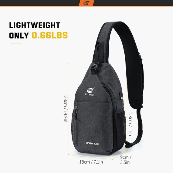 SKYSPER Schultertasche Brusttasche Leichte Sling Bag Klein Wasserfest Crossbody Umhängetasche zum Wandern Outdoor Sports Reise