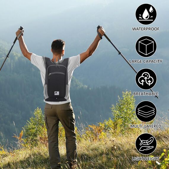 flintronic Faltbarer Rucksack, 16L Kleiner Wanderrucksack, Ultraleicht Wanderrucksack, Wasserfest Reiserucksack, Packbare Backpack, Damen Herren Daypack, für Camping Klettern/Outdoor Wandern