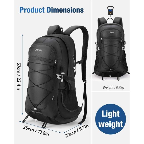 HOMIEE Wanderrucksack Herren Damen 45L Wasserdichter Rucksack Leichter Trekkingrucksack Groß Reiserucksack Sportrucksack mit Reflexstreifen für Campingplätze Radfahren Bergsteigen Reisen