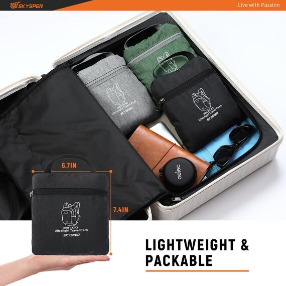 SKYSPER Faltbarer Rucksack 10L Klein Ultraleicht Tagesrucksäcke Wanderrucksack Reisenrucksack Trekkingrucksack Daypack für Wandern Reisen