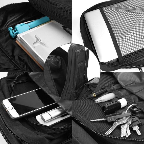 ProCase 40L Militär Taktische Rucksack, Große Kapazität 3 Tage Armee Assault Pack Bag Go Bag Rucksack für Wandern Jagd, Trekking und Camping und andere Outdoor Aktivitäten –Schwarz