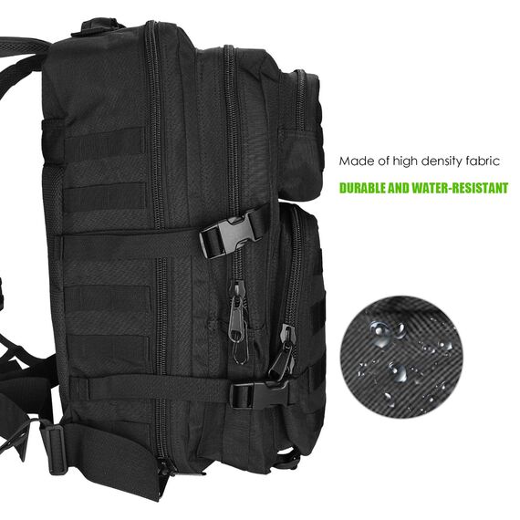ProCase 40L Militär Taktische Rucksack, Große Kapazität 3 Tage Armee Assault Pack Bag Go Bag Rucksack für Wandern Jagd, Trekking und Camping und andere Outdoor Aktivitäten –Schwarz