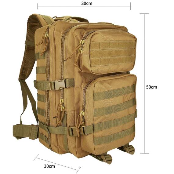 ProCase 40L Militär Taktische Rucksack, Große Kapazität 3 Tage Armee Assault Pack Bag Go Bag Rucksack für Wandern Jagd, Trekking und Camping und andere Outdoor Aktivitäten –Khaki