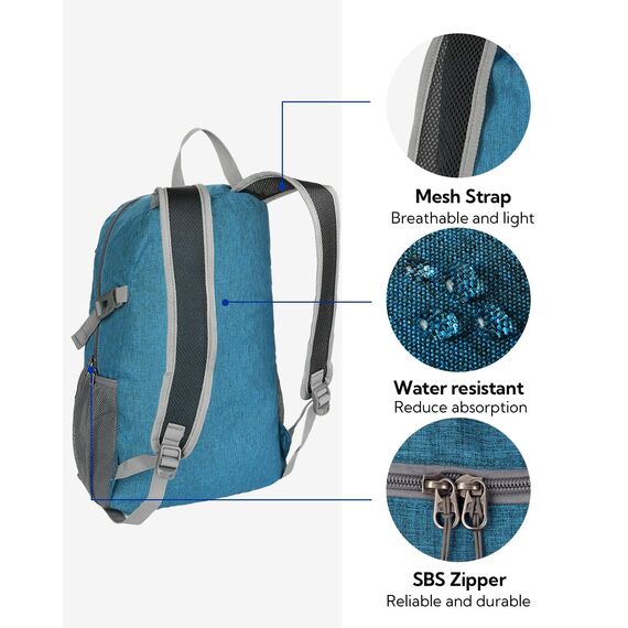 WATERFLY Ultraleicht Faltbar Klein Rucksack: 20L Leicht Packable Wanderrucksack Tagesrucksack Trekkingrucksack Outdoor Sportlich Backpack Travel Daypack für Herren Damen