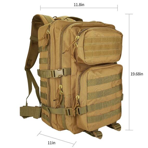 ProCase 40L Militär Taktische Rucksack, Große Kapazität 3 Tage Armee Assault Pack Bag Go Bag Rucksack für Wandern Jagd, Trekking und Camping und andere Outdoor Aktivitäten –Khaki