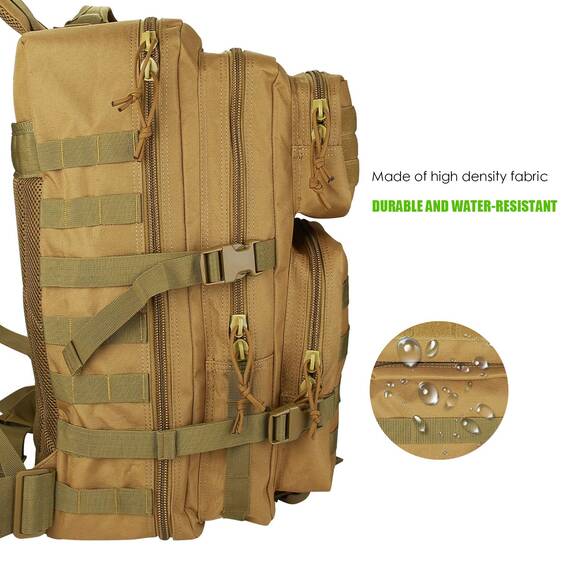ProCase 40L Militär Taktische Rucksack, Große Kapazität 3 Tage Armee Assault Pack Bag Go Bag Rucksack für Wandern Jagd, Trekking und Camping und andere Outdoor Aktivitäten –Khaki