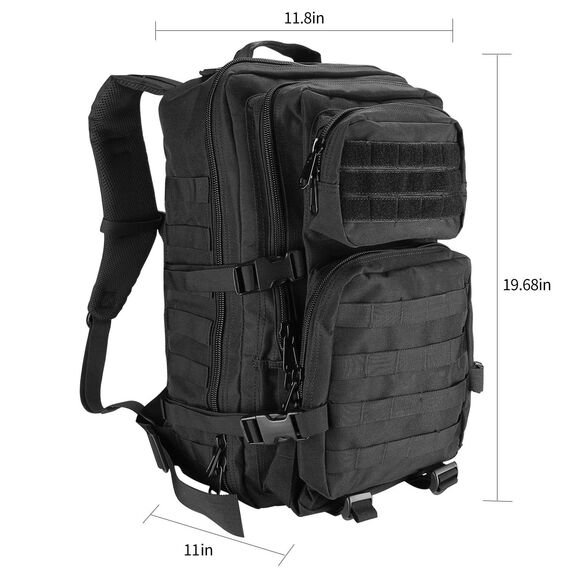 ProCase 40L Militär Taktische Rucksack, Große Kapazität 3 Tage Armee Assault Pack Bag Go Bag Rucksack für Wandern Jagd, Trekking und Camping und andere Outdoor Aktivitäten –Schwarz