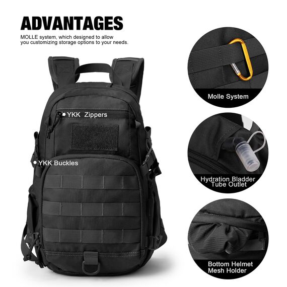 Mardingtop 15L Rucksack Herren Fahrradrucksack mit Helmnetz Wanderrucksack Klein Militär Backpack mit MOLLE-System Tagesrucksäcke für Outdoor Taktischer Camping Wandern Reisen