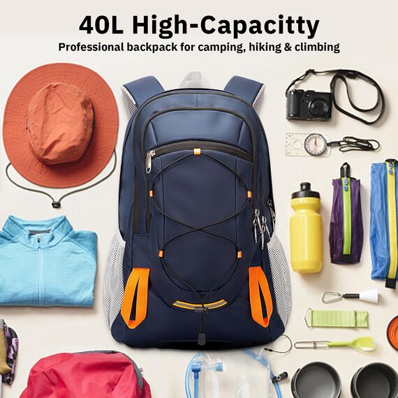 Petfu Wanderrucksack 40L Rucksack Herren groß Damen Wasserdichter Rucksack Wasserdicht Reiserucksack Trekkingrucksack mit Reflexstreifen Für Wandern, Radfahren, Klettern, Bergsteigen und Reisen Sport