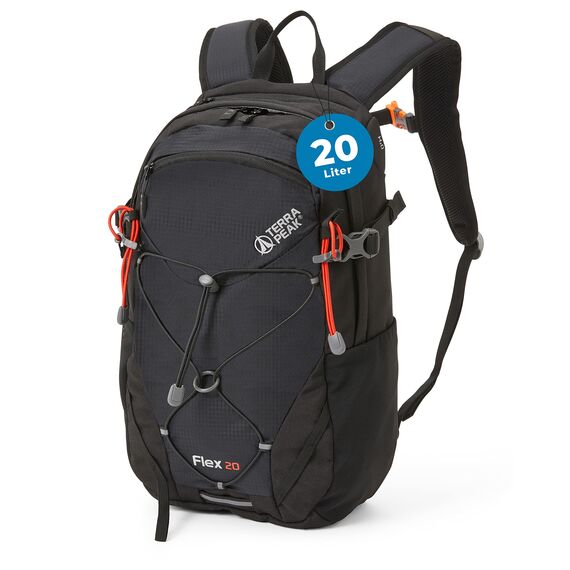 Terra Peak® Premium Wanderrucksack 20L (FLEX 20) Damen Herren & Erwachsene klein schwarz - Trekking-Rucksack wasserdicht - Daypack Rucksack & Tagesrucksack mit Trinksystem, Rückenbelüftung zum Wandern