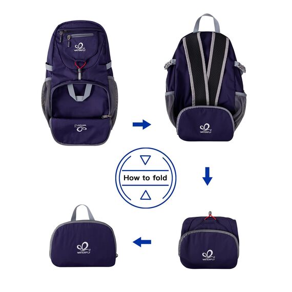 WATERFLY Ultraleicht Faltbar Klein Rucksack: 20L Leicht Packable Wanderrucksack Tagesrucksack Trekkingrucksack Outdoor Sportlich Backpack Travel Daypack für Herren Damen (Blau-Lila)