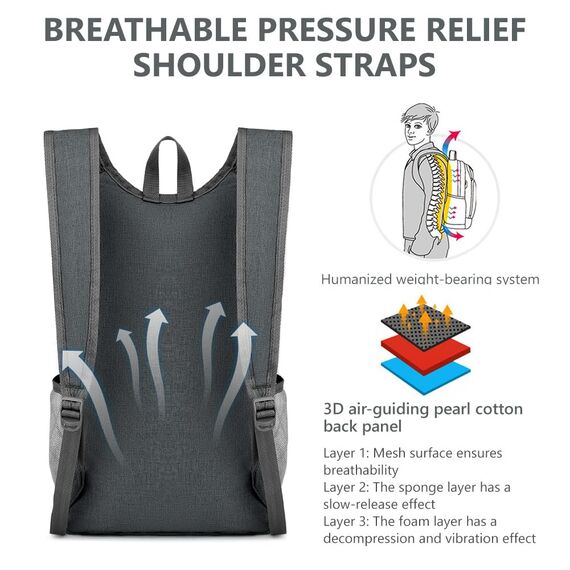 flintronic Faltbarer Rucksack, 16L Kleiner Wanderrucksack, Ultraleicht Wanderrucksack, Wasserfest Reiserucksack, Packbare Backpack, Damen Herren Daypack, für Camping Klettern/Outdoor Wandern