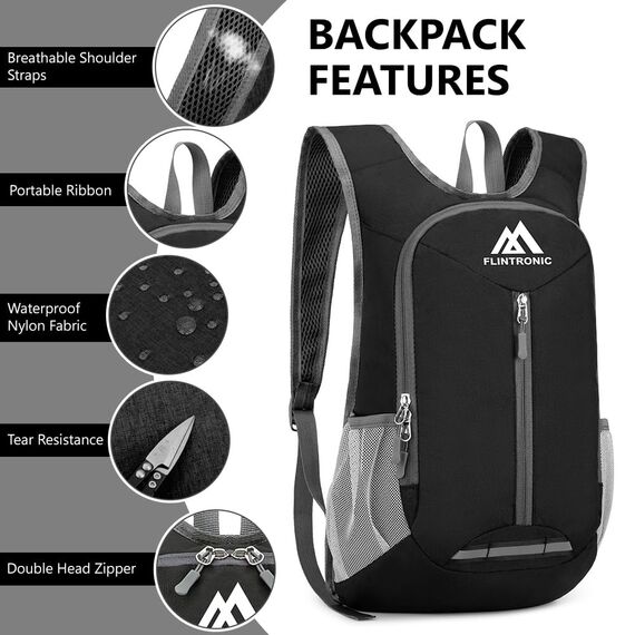 flintronic Faltbarer Rucksack, 16L Kleiner Wanderrucksack, Ultraleicht Wanderrucksack, Wasserfest Reiserucksack, Packbare Backpack, Damen Herren Daypack, für Camping Klettern/Outdoor Wandern