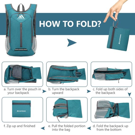 flintronic Faltbarer Rucksack, 16L Kleiner Wanderrucksack, Ultraleicht Wanderrucksack, Wasserfest Reiserucksack, Packbare Backpack, Damen Herren Daypack, für Camping Klettern/Outdoor Wandern