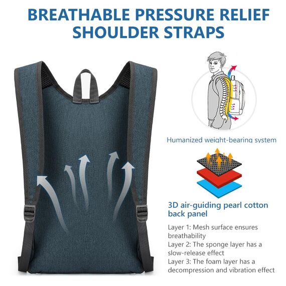 flintronic Faltbarer Rucksack, 16L Kleiner Wanderrucksack, Ultraleicht Wanderrucksack, Wasserfest Reiserucksack, Packbare Backpack für Camping Klettern/Outdoor Wandern (Dunkelgrau)