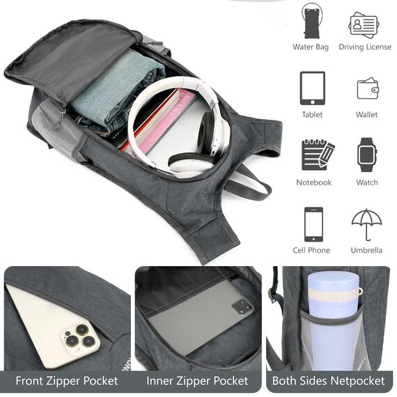 flintronic Faltbarer Rucksack, 16L Kleiner Wanderrucksack, Ultraleicht Wanderrucksack, Wasserfest Reiserucksack, Packbare Backpack, Damen Herren Daypack, für Camping Klettern/Outdoor Wandern