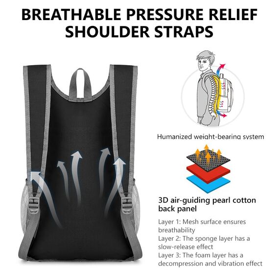 flintronic Faltbarer Rucksack, 16L Kleiner Wanderrucksack, Ultraleicht Wanderrucksack, Wasserfest Reiserucksack, Packbare Backpack, Damen Herren Daypack, für Camping Klettern/Outdoor Wandern