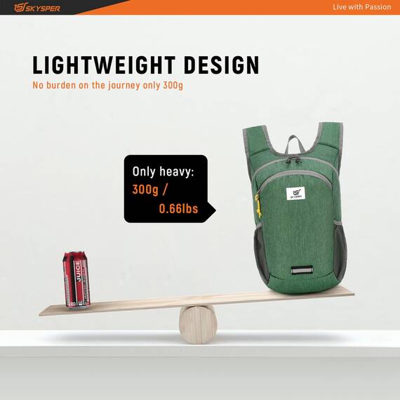 SKYSPER Faltbarer Rucksack 10L Klein Ultraleicht Tagesrucksäcke Wanderrucksack Reisenrucksack Trekkingrucksack Daypack für Wandern Reisen