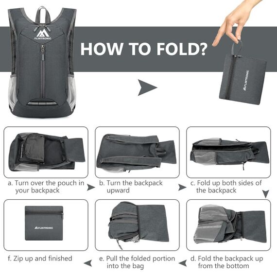 flintronic Faltbarer Rucksack, 16L Kleiner Wanderrucksack, Ultraleicht Wanderrucksack, Wasserfest Reiserucksack, Packbare Backpack, Damen Herren Daypack, für Camping Klettern/Outdoor Wandern