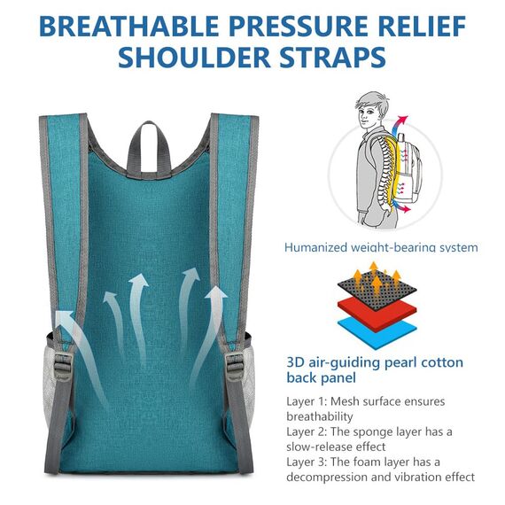 flintronic Faltbarer Rucksack, 16L Kleiner Wanderrucksack, Ultraleicht Wanderrucksack, Wasserfest Reiserucksack, Packbare Backpack, Damen Herren Daypack, für Camping Klettern/Outdoor Wandern