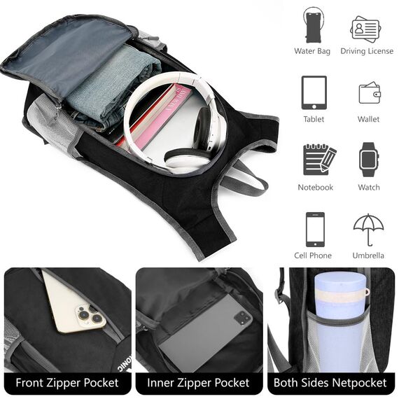 flintronic Faltbarer Rucksack, 16L Kleiner Wanderrucksack, Ultraleicht Wanderrucksack, Wasserfest Reiserucksack, Packbare Backpack, Damen Herren Daypack, für Camping Klettern/Outdoor Wandern