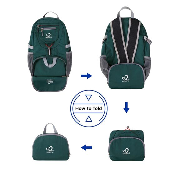 WATERFLY Ultraleicht Faltbar Klein Rucksack: 20L Leicht Packable Wanderrucksack Tagesrucksack Trekkingrucksack Outdoor Sportlich Backpack Travel Daypack für Herren Damen (Dunkelgrün)