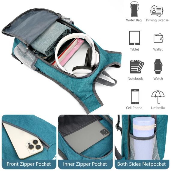 flintronic Faltbarer Rucksack, 16L Kleiner Wanderrucksack, Ultraleicht Wanderrucksack, Wasserfest Reiserucksack, Packbare Backpack, Damen Herren Daypack, für Camping Klettern/Outdoor Wandern